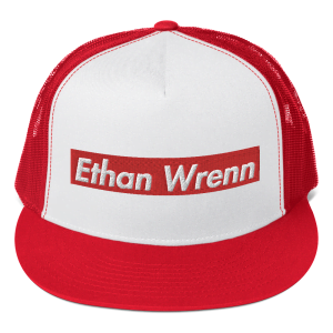 Ethan Wrenn Embroidered Red Box-Logo Trucker Cap