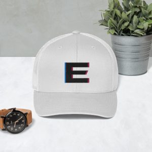 Embroidered Puff Print Glitch-“E” Logo Trucker Cap