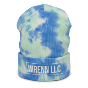 Wrenn LLC White Embroidered Box Logo Tie-Dye Beanie
